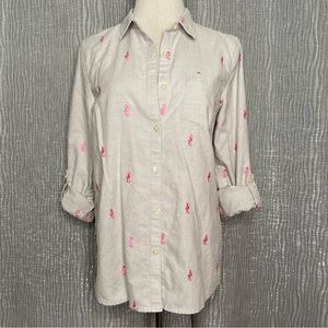 BASS roll tab seahorse embroidered button down shirt